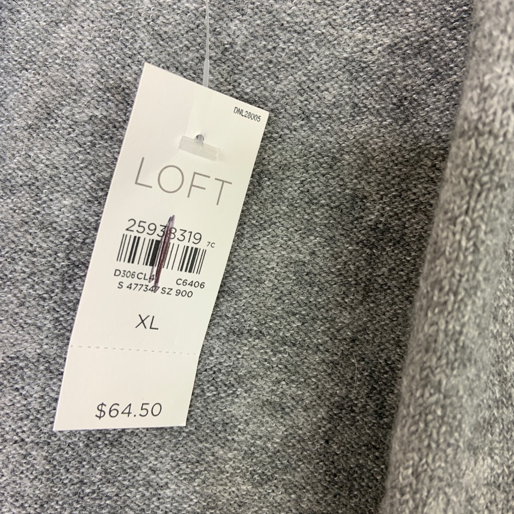 Loft Gray Stripe Open Cardigan Sweater Size XL NWT - Picture 5 of 9